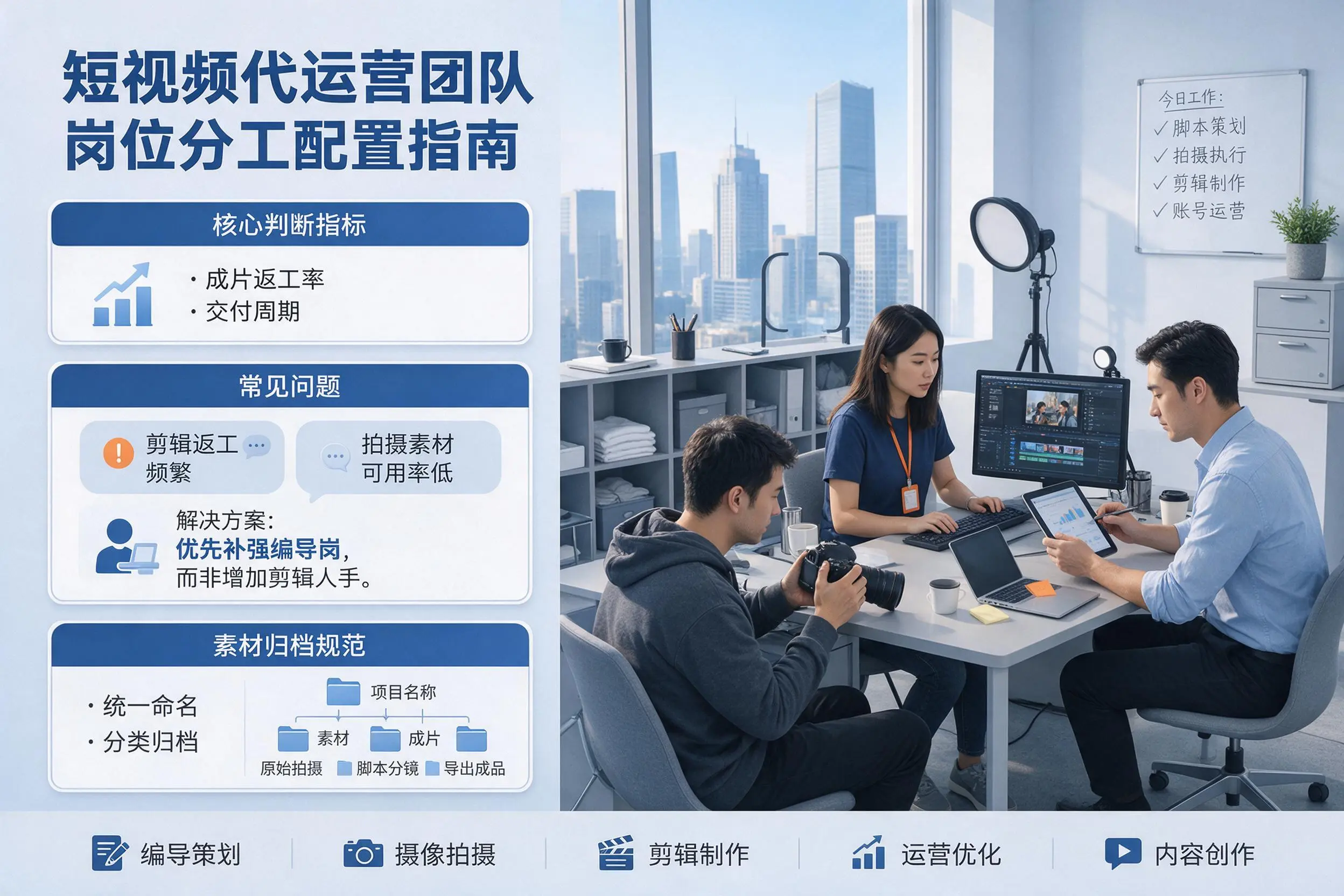短视频代运营团队如何配置?济源企业岗位分工科普说明