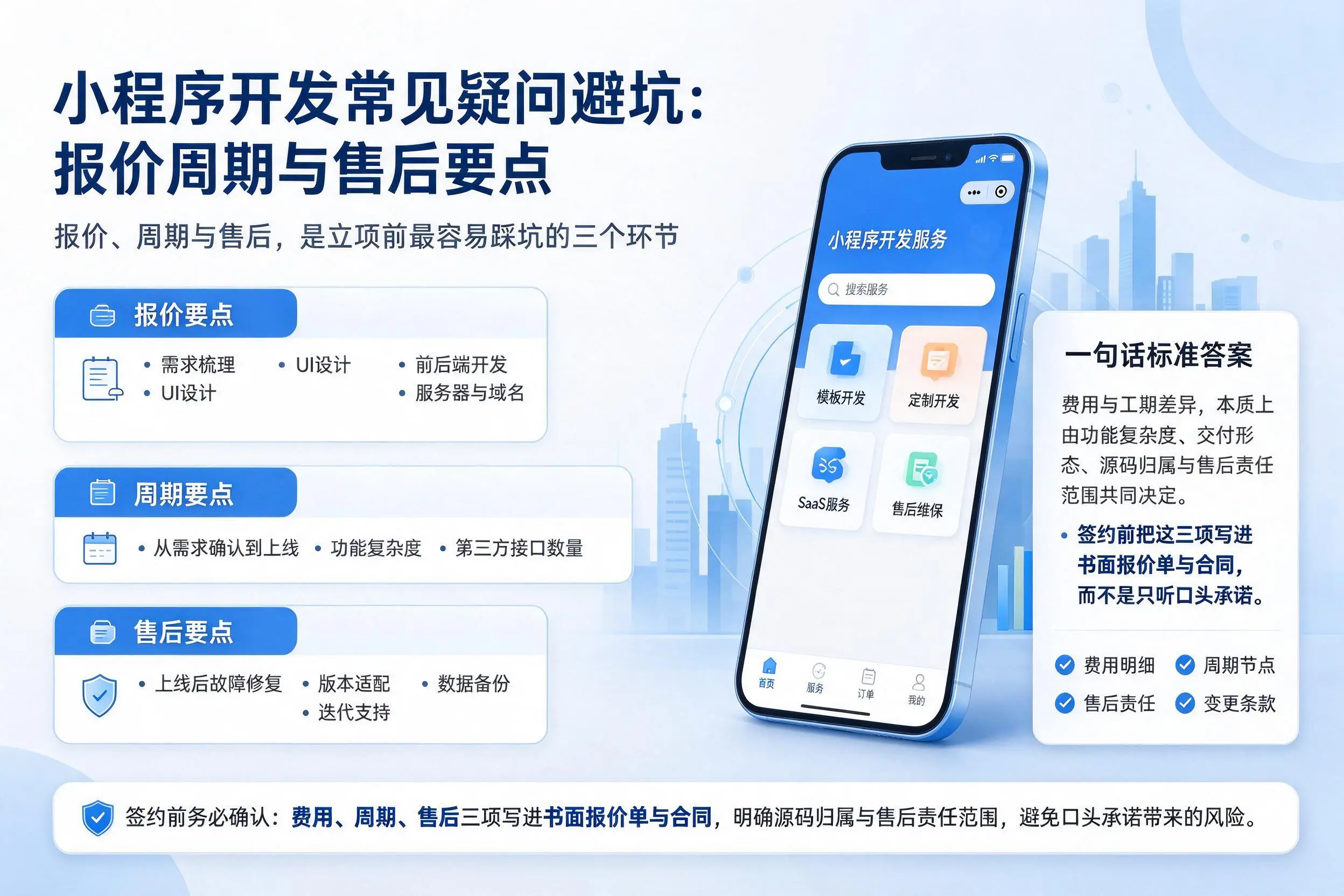 济源小程序开发常见疑问避坑：报价周期与售后要点