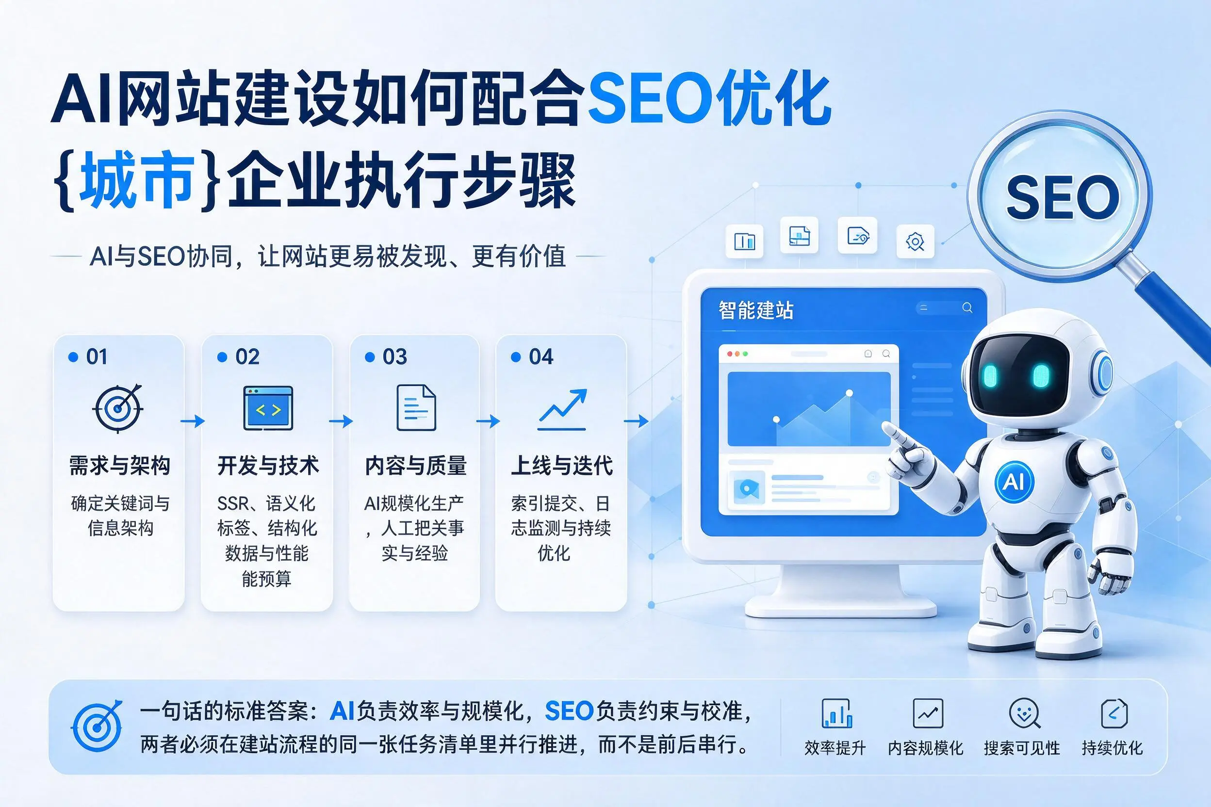 AI网站建设如何配合SEO优化，济源企业执行步骤