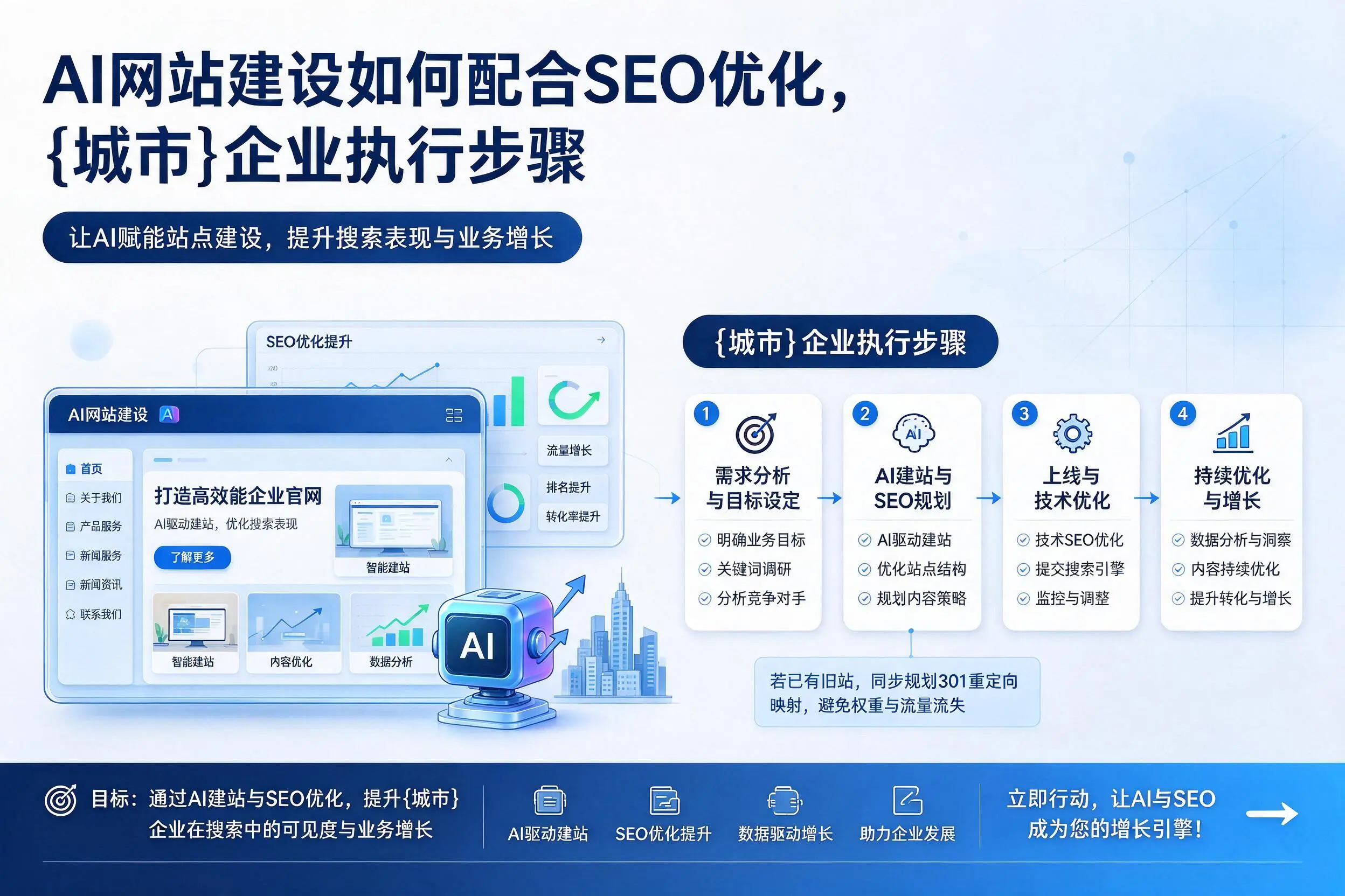 AI网站建设如何配合SEO优化，济源企业执行步骤