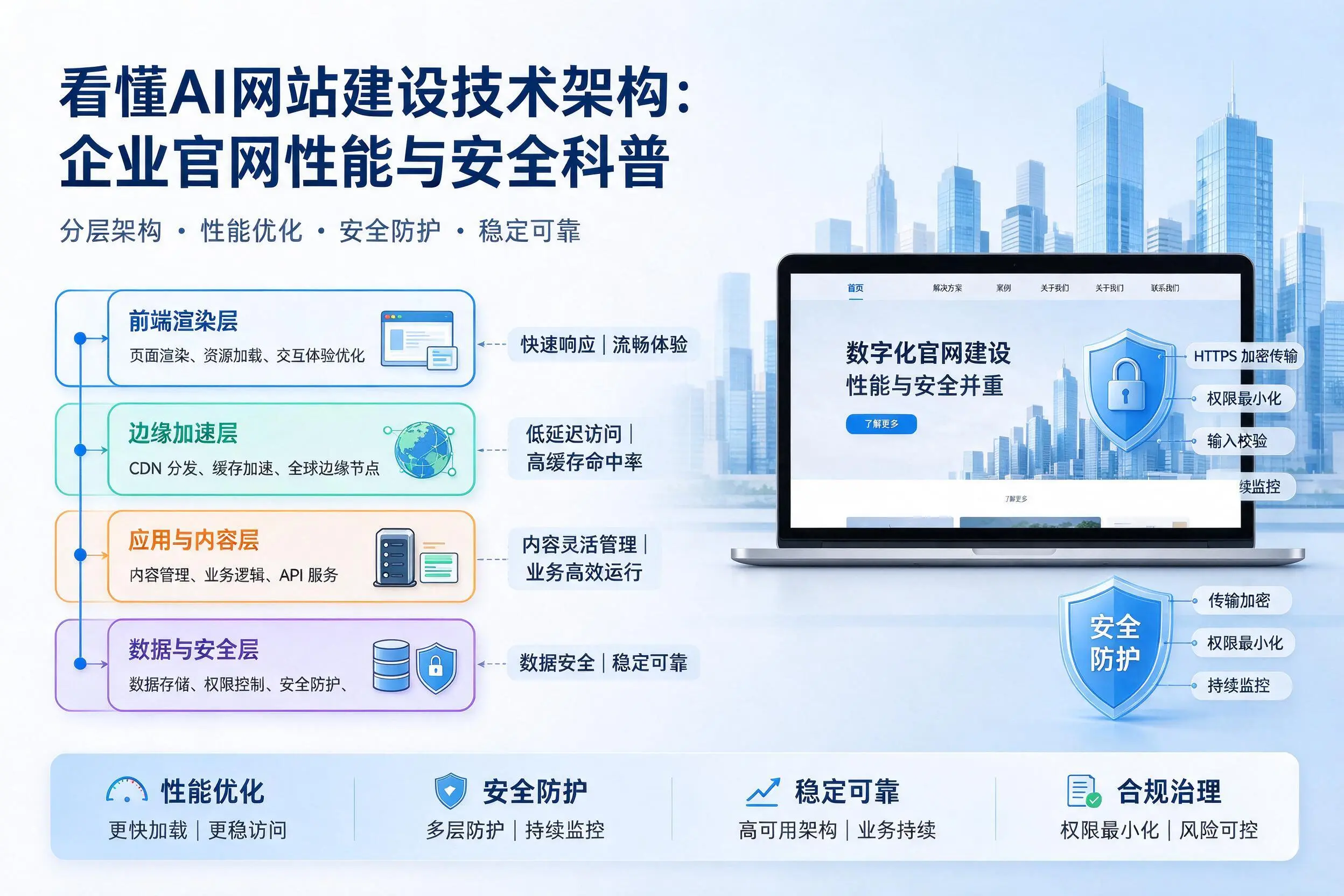 看懂AI网站建设技术架构：济源企业官网性能与安全科普
