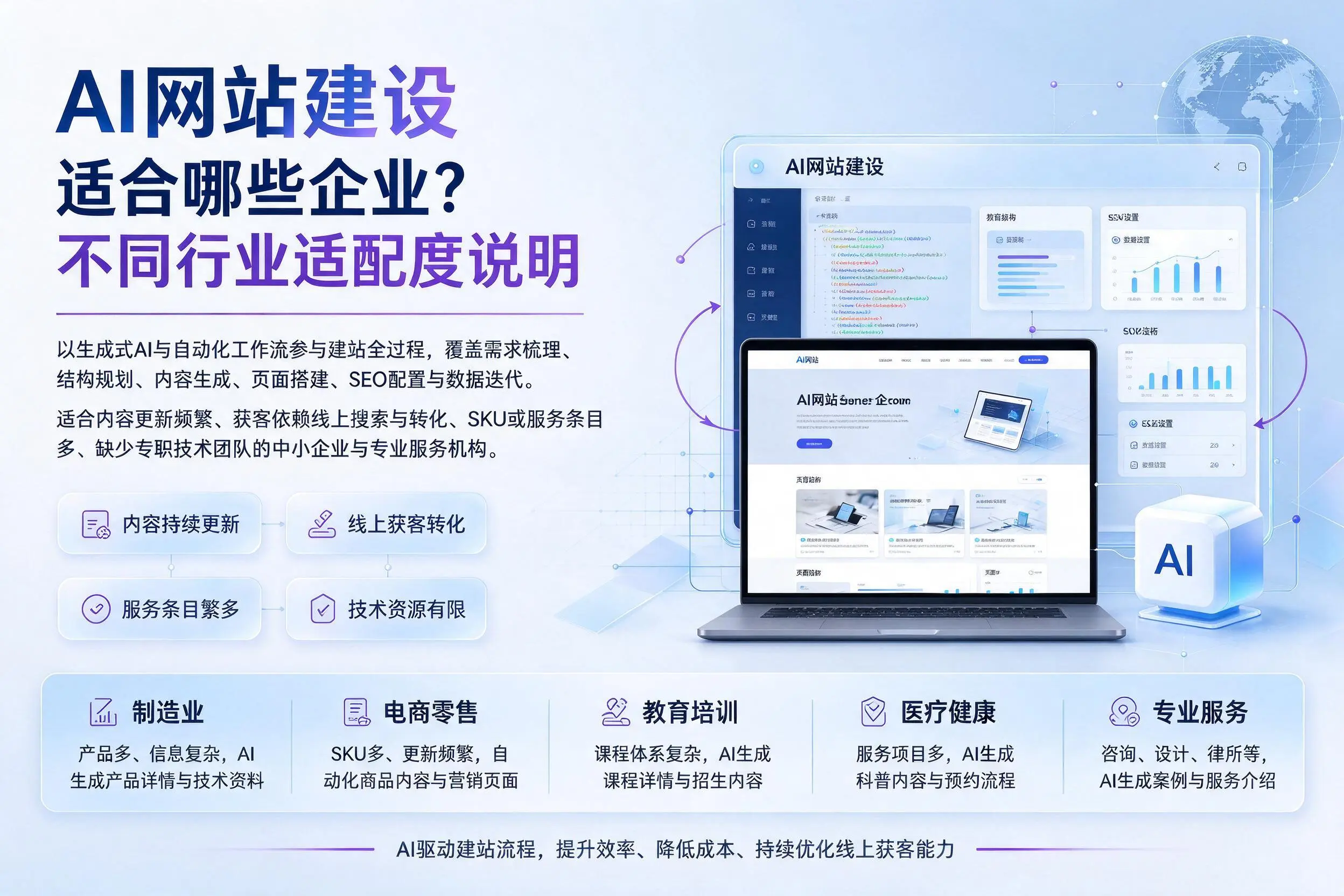 AI网站建设适合哪些企业?济源不同行业适配度说明